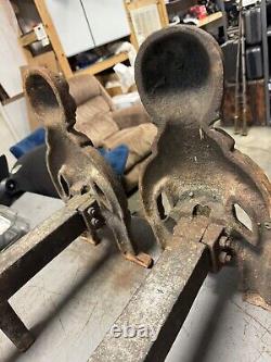 RARE ANTIQUE African American Black Cast Iron Figural Andirons Fireplace