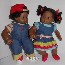 RARE African American Bitty Twin American Girl Baby Doll Black Hair, Denim Meet