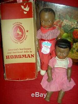 RARE American Horsman tgd. Black vinyl doll POLLY Fairy Skin, Super Flex & BOX