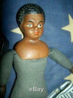 RARE Blackamoore, Nubian dark brown, antique 1890s bisque shoulderhead male doll