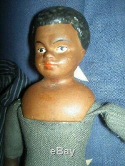 RARE Blackamoore, Nubian dark brown, antique 1890s bisque shoulderhead male doll