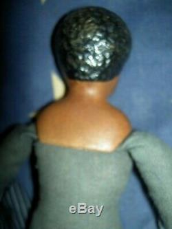 RARE Blackamoore, Nubian dark brown, antique 1890s bisque shoulderhead male doll