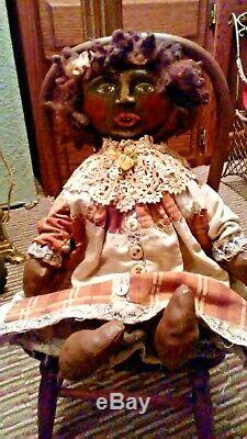 RARE FAMILY 5 BLACK CLOTH DOLLS, MYSTERY MAKER circa 1930sREAD ALL INFO