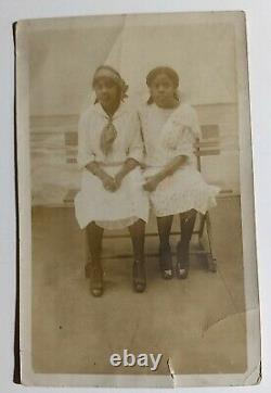RARE Identified African American Teenage Girl in 2 RPPC Photo Postcards 1910s