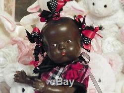 RARE Topsy Composition Black Baby Doll Large 18 Size 1930's to 1940's Era