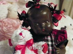 RARE Topsy Composition Black Baby Doll Large 18 Size 1930's to 1940's Era