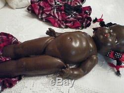 RARE Topsy Composition Black Baby Doll Large 18 Size 1930's to 1940's Era