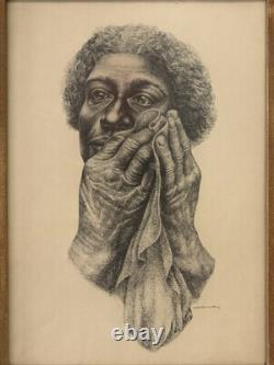 RARE Vintage African American BLACK Woman Portrait Lithograph, Charles WHITE