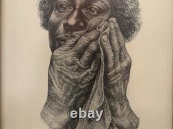 RARE Vintage African American BLACK Woman Portrait Lithograph, Charles WHITE