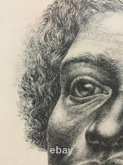 RARE Vintage African American BLACK Woman Portrait Lithograph, Charles WHITE