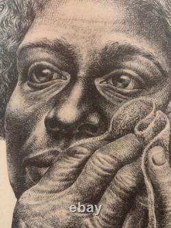 RARE Vintage African American BLACK Woman Portrait Lithograph, Charles WHITE