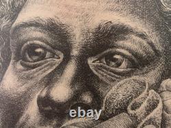 RARE Vintage African American BLACK Woman Portrait Lithograph, Charles WHITE