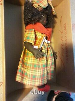 RARE Vintage Lenci ITALIAN AFRICAN Black FELT DOLL Naomi COA # Limited Edition