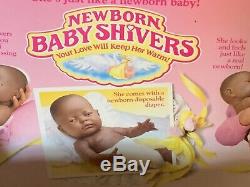 RARE Vintage NEWBORN New BORN BABY SHIVERS African American Black Doll with box