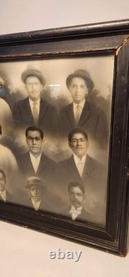 RARE c. 1895 CRAYON PORTRAIT PHOTO AFRICAN AMERICAN BLACK FAMILY COMPOSITE IMAGE