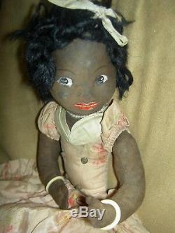 RARE labeled ALLWIN England Norah Wellings, BLACK Boudoir bed doll, pajama case