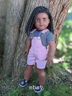 Rakhee Custom African American Girl Doll OOAK Black Braided Hair Green Eyes