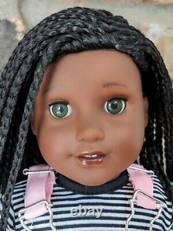 Rakhee Custom African American Girl Doll OOAK Black Braided Hair Green Eyes