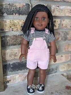 Rakhee Custom African American Girl Doll OOAK Black Braided Hair Green Eyes