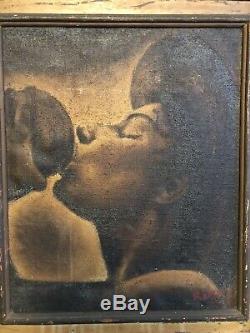 Ramie Black Americana African American Woman Signed Oil Painting 1930s