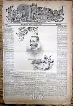 Rare 1891 African-American newspaper with political CARTOONS of the JIM CROW ERA