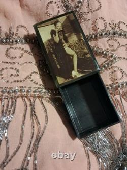 Rare 1920s African American Flapper Photo Trinket Box Jazz Age Vanity Black
