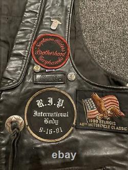 Rare 1980s Mc Club Vest Hawks Illinois African American Biker Outlaw Patch Black