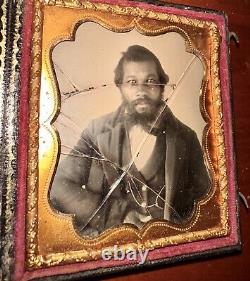 Rare African American Ambrotype Photo Black Man Slave Era 1850s Antique 1800s