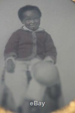 Rare African American Civil War ID Tinted Freed Slave Black Ambrotype Photograph