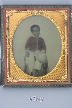 Rare African American Civil War ID Tinted Freed Slave Black Ambrotype Photograph