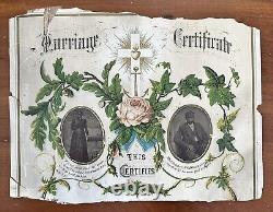Rare Antique African American Tintype Photos in Original Marriage Certificate