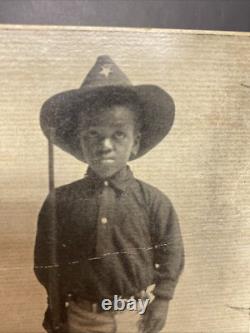Rare Buffalo Soldier Photo Uniform African American Child Black 1908 RPPC