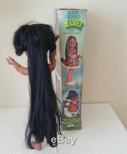 Rare HTF Ideal Black Look Around Velvet Doll 16 High with Original Box Hair Grows
