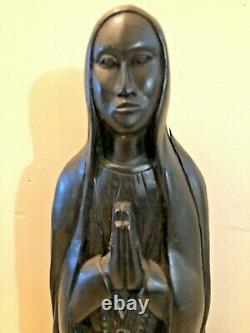 Rare Large Antique Wood Carved African American Black Virgin Mary Nuns Statue