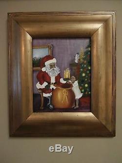 Rare Original Folk Art Black Santa African American Child Christmas Interior