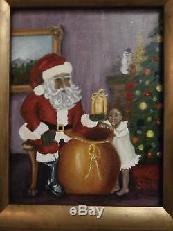 Rare Original Folk Art Black Santa African American Child Christmas Interior