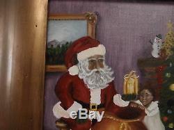 Rare Original Folk Art Black Santa African American Child Christmas Interior