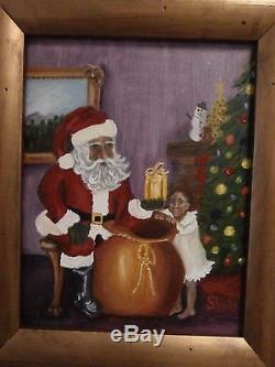 Rare Original Folk Art Black Santa African American Child Christmas Interior