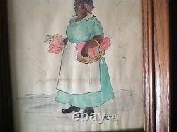 Rare Southern Black African American Artist Lenore Hamer Watercolor Painting