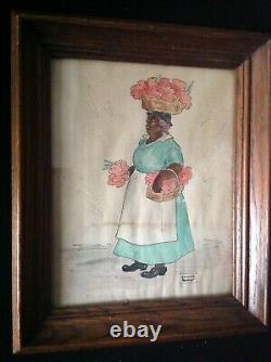 Rare Southern Black African American Artist Lenore Hamer Watercolor Painting