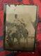 Rare Tintype Of African American Boy On Horse. Native American Teepee In Back