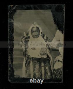 Rare black african american child, hidden mother Photo Creepy Face 1800s Unusual
