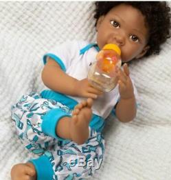 Realistic African American Doll Baby Carpenter Weighted Lifelike Curly Black New
