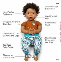 Realistic African American Doll Baby Carpenter Weighted Lifelike Curly Black New