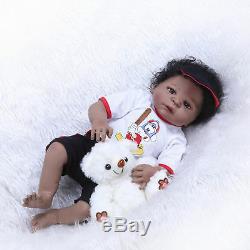 Realistic Black Reborn Toddler 23 Full Body Silicone Bebe Reborn Baby Boy Dolls
