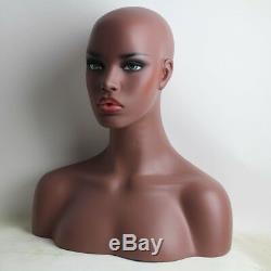 Realistic Fiberglass African American Black Female Mannequin Head Bust For Wigs