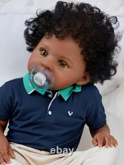 Realistic Reborn Baby Dolls Black Boy 22 Inch African American