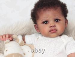 Reborn Baby Dolls 22Inch African American Black Soft Body Realistic Silicone