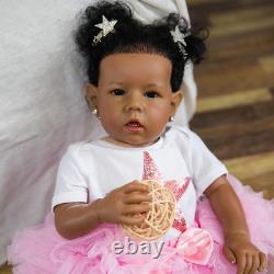 Reborn Baby Dolls Black Girl African American 20 Newborn Soft Body Silicone Gi