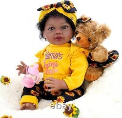 Reborn Baby Dolls Black Newborn African American Girl 22 inch Teddy Bear Gift